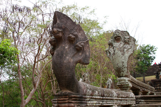 Naga statue by entrance way to Prasat Khao Panom Rung, Buriram,