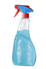 plastic bottle with washing liquid over white