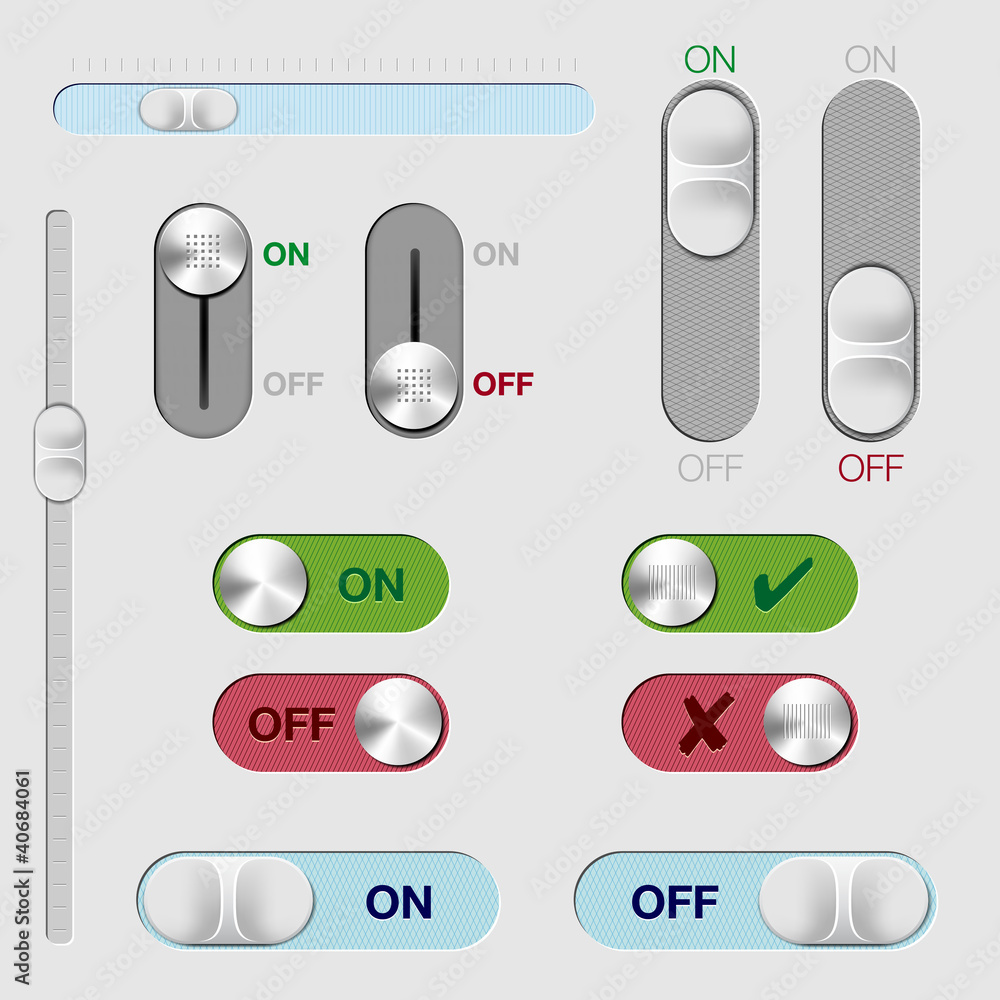 Poster set of on/off switch buttons and rollovers
