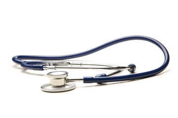 A medical stethoscope isolated on a white background