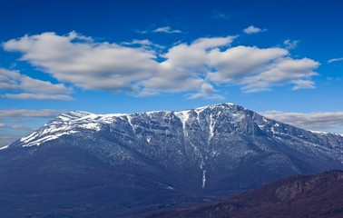 mountain in a snow panorama