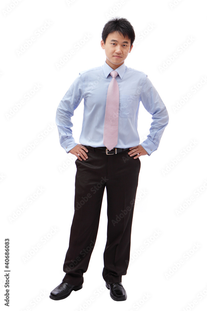 Poster full length business man with confident smile