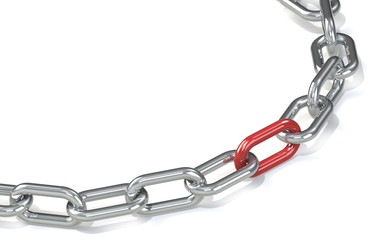 Obraz premium Love.Chain with red link. Hard Floor Shadow.