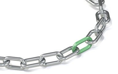 Green Solution.Chain with red link. Hard Floor Shadow.