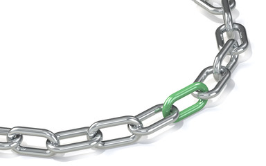 Obraz premium Green Solution.Chain with red link. Hard Floor Shadow.