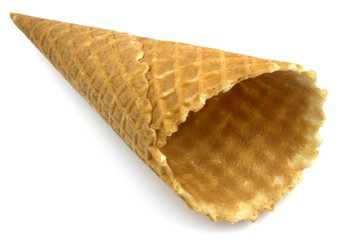 Ice cream cone on white background.