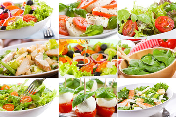 collage with salad