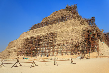 Restoration of the pyramid of Djoser, Saqqara, Egypt