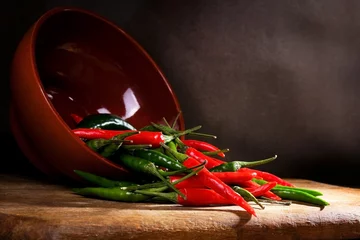 Wall murals Hot chili peppers red and green chili pepper
