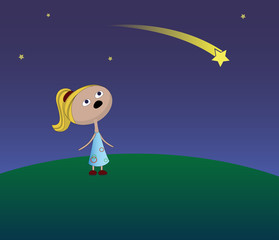 Girl and a falling star