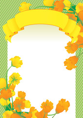 yellow vector scroll frame and yellow flowers spring illustratio