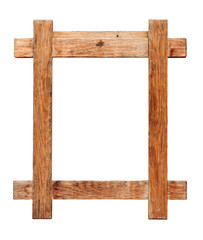 Wooden frame on white background