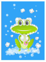 cute bathing frog