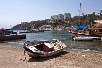Rolgordijnen Harbor in Antalya witkhsmall boats, Turkey © Matyas Rehak