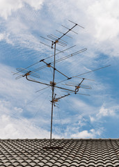 TV antennas mounted on a roof