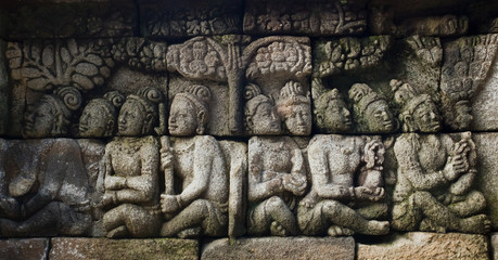 Carved stone at Borobudur temple