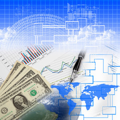 Financial and business charts and graphs