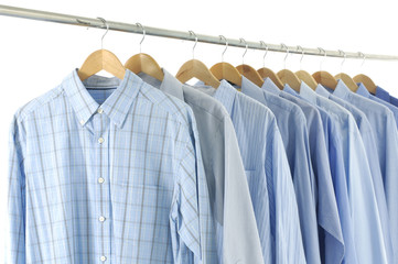 Men's Shirts on hangers on white