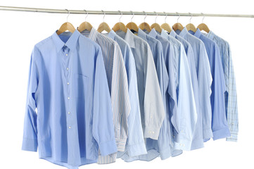 clothes hanger with blue shirt