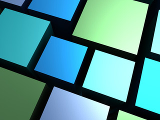 Abstrakcyjne tło - niebieskie i zielone kostki, bloki
