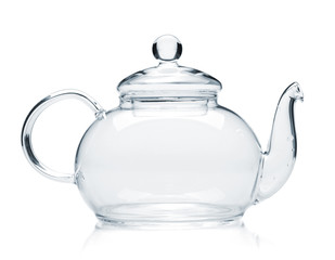 Empty glass teapot