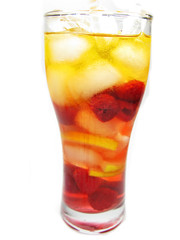 fruit cocktail smoothie with raspberry