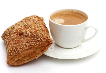 Coffee cup and breakfast