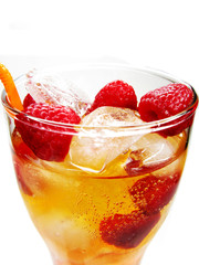 fruit cocktail smoothie with raspberry