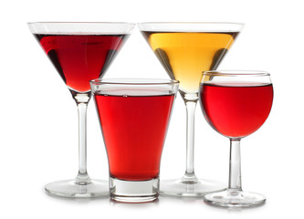 Yellow and red cocktail in glasses