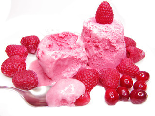 pink fruit ice-cream with spoon