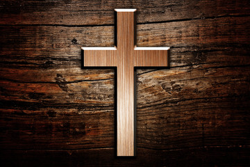 cross on wood background
