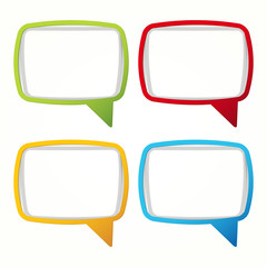 Colorful speech bubble frames. Labels in the empty form.
