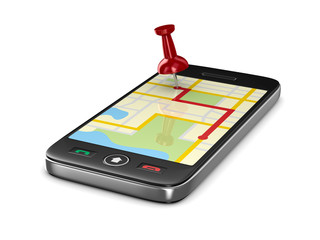 Navigation in phone. Isolated 3D image