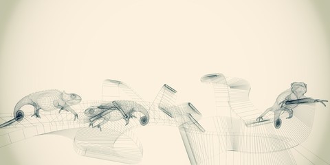 camaleonte rgb colori  render 3d stampa grafica © LaCozza