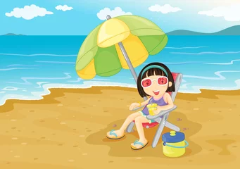 Deurstickers strand meisje © GraphicsRF