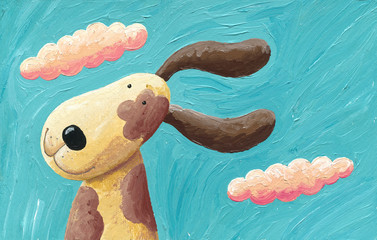 Ilustracja Akwarela - Śliczny pies na wietrze