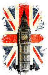 Obraz premium flaga angielska big ben pionowa