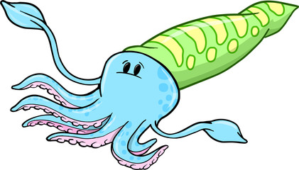 Cute Squid Animal Vector Illustration Art