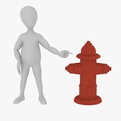3d render of cartoon character with hydrant