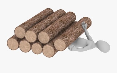 3d render of cartoon character under woods