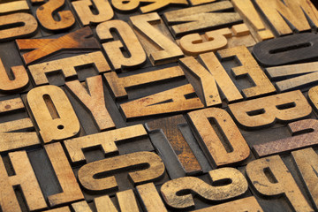 antique wood alphabet abstract