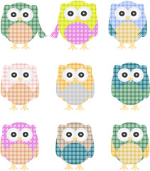 Vector of colorful owls isolated on white