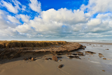 Fototapeta na wymiar Ocean view with sand stroke