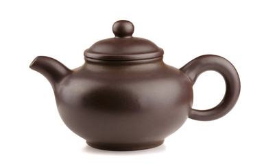 Dark brown ceramic teapot