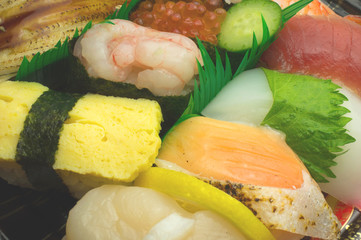 Japanese sushi , traditional japanese food
