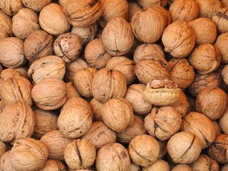 Background with food - walnuts to be cracked