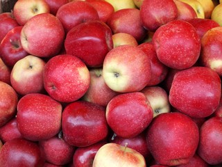 Background with food - fresh red apples