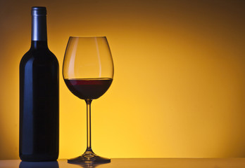 Glass and bottle of wine