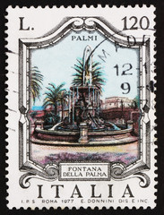 Postage stamp Italy 1977 Palm Fountain, Palmi, Italy - obrazy, fototapety, plakaty