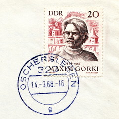 Canceled german stamp "Maxim Gorky"